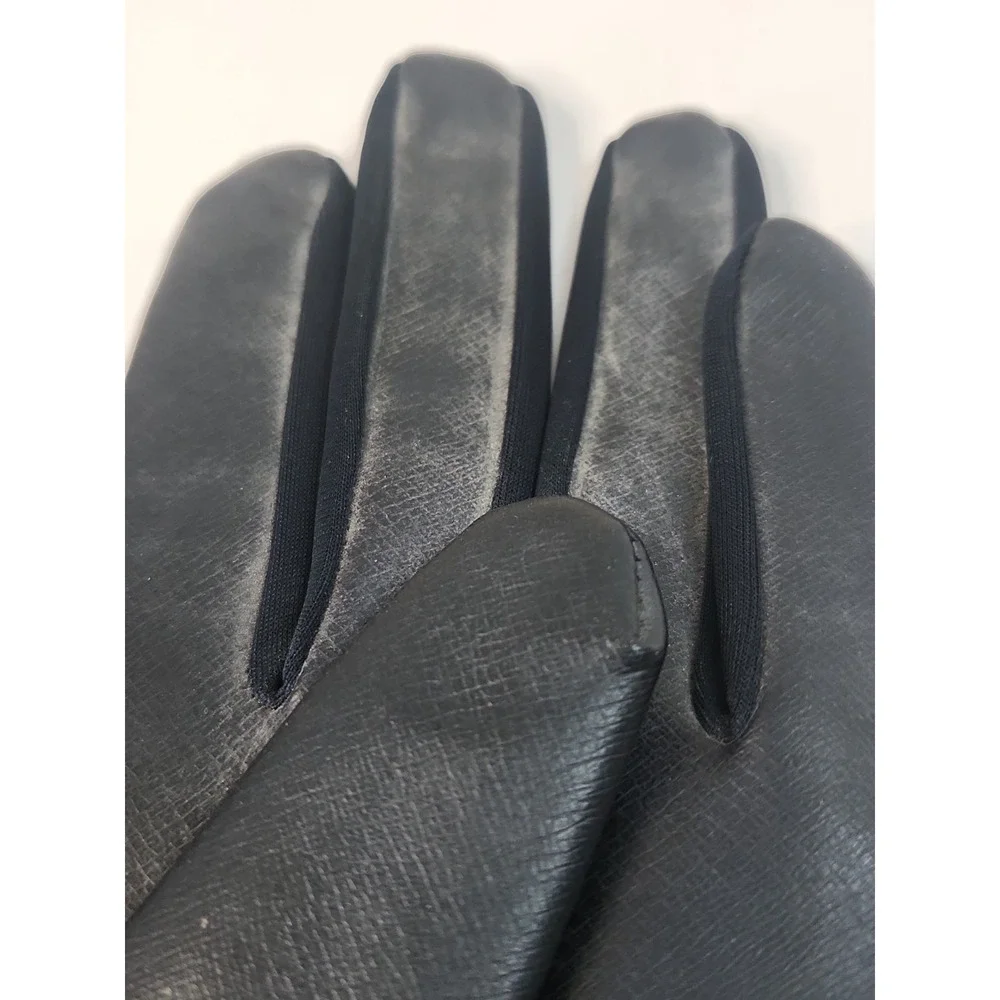 Vtg 1960s Black Vinyl Gloves Floral Embroidered Mod Japan Sz M 7.5-8.5 Pls Read